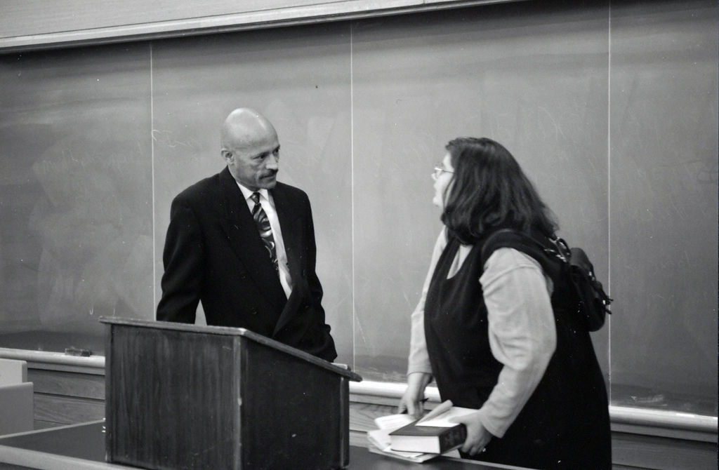 Mike Middleton interacts with a student